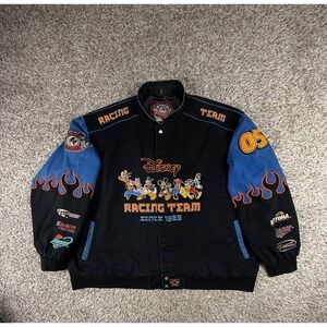 Disney x JH Design Daytona Mickey Mouse Friends Snap Racing Jacket Men's 6XL